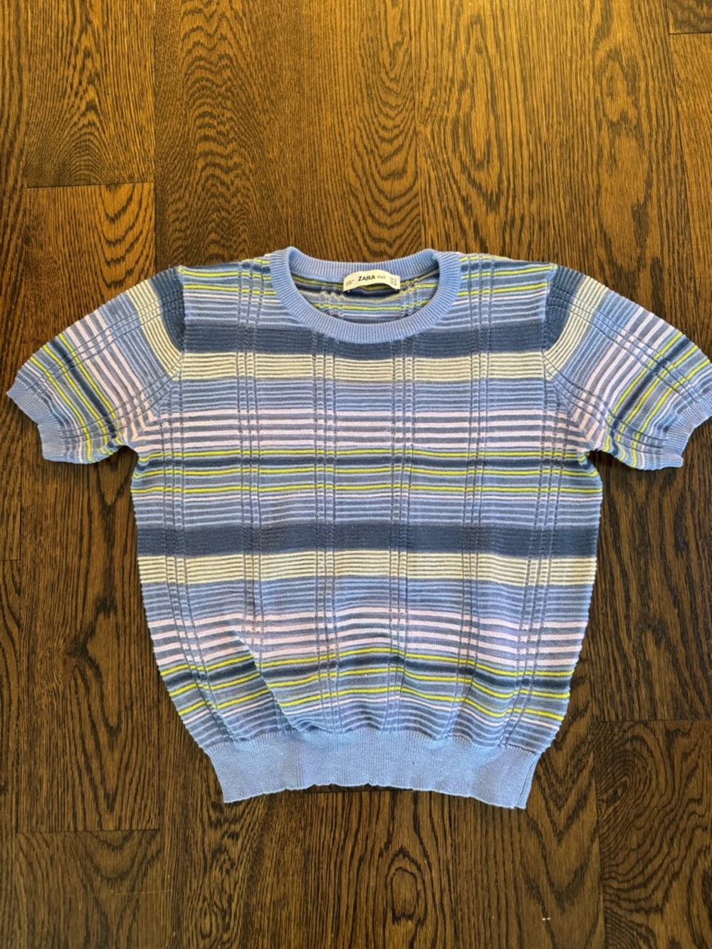 ZARA Striped Short Sleeve Knit Top Blouse